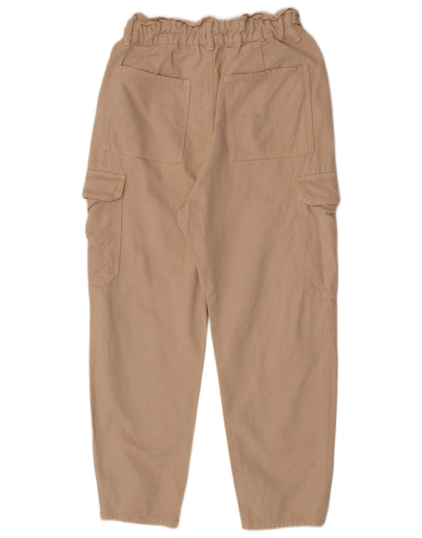 Calça cargo feminina Zara cintura alta cônica UE 36 XS W26 L24 algodão bege