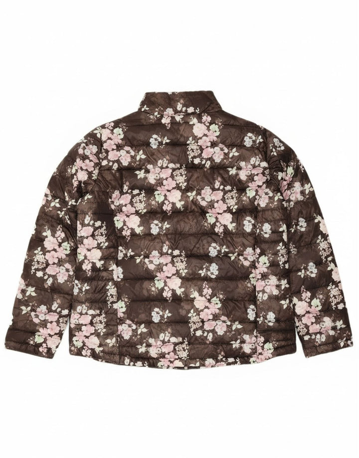 Jaqueta acolchoada feminina JANINA IT 46 grande marrom floral