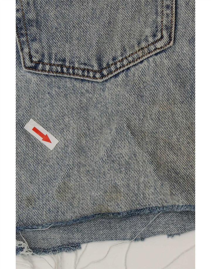 Mini saia jeans feminina Zara Acid Wash médio W28 azul