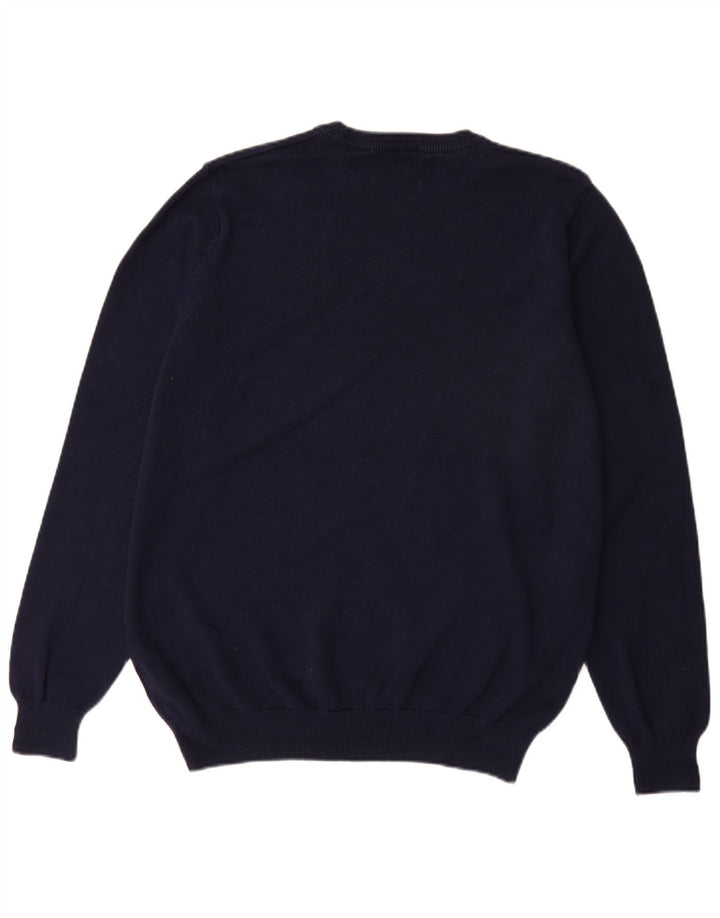 Suéter masculino Marks & Spencer com gola redonda, grande algodão azul marinho