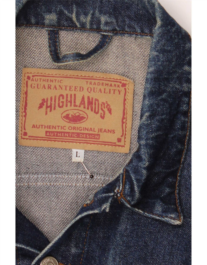 Jaqueta jeans feminina Highlands Reino Unido 14 grande algodão azul