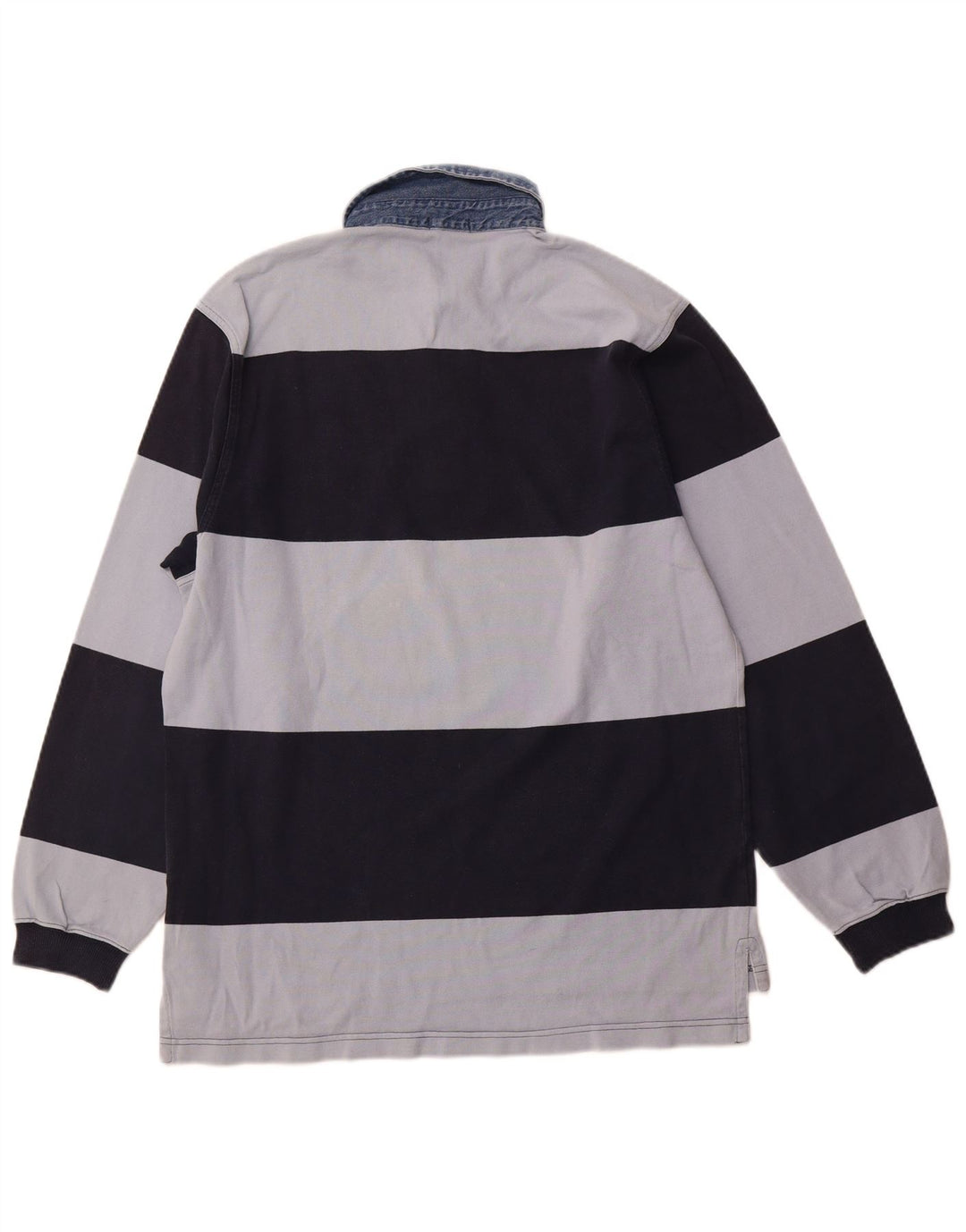 Camisa polo masculina de rugby de manga comprida GANT de algodão listrado azul marinho médio