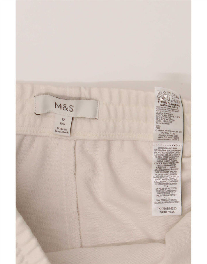 Calça de treino feminina Marks & Spencer UK 12 médio off white