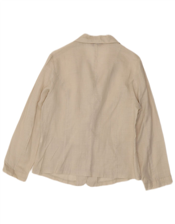 Blusa feminina vintage UK 14 linho bege médio