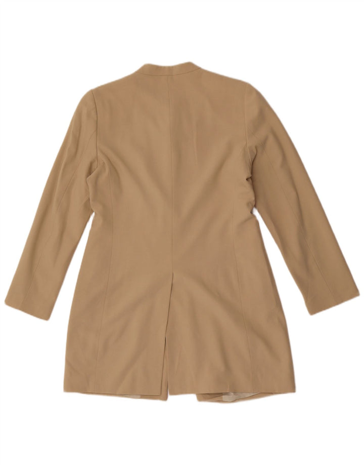Jaqueta Blazer Longline Feminina Marks & Spencer UK 8 Poliéster Bege Pequeno