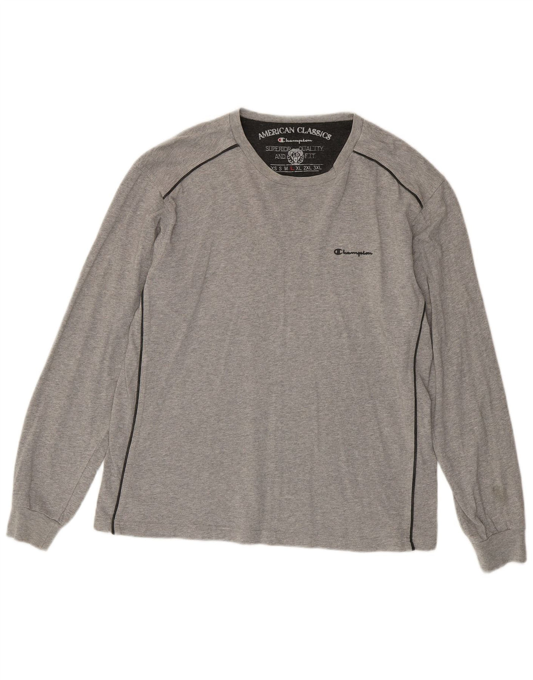 CHAMPION Top masculino de manga comprida grande algodão cinza
