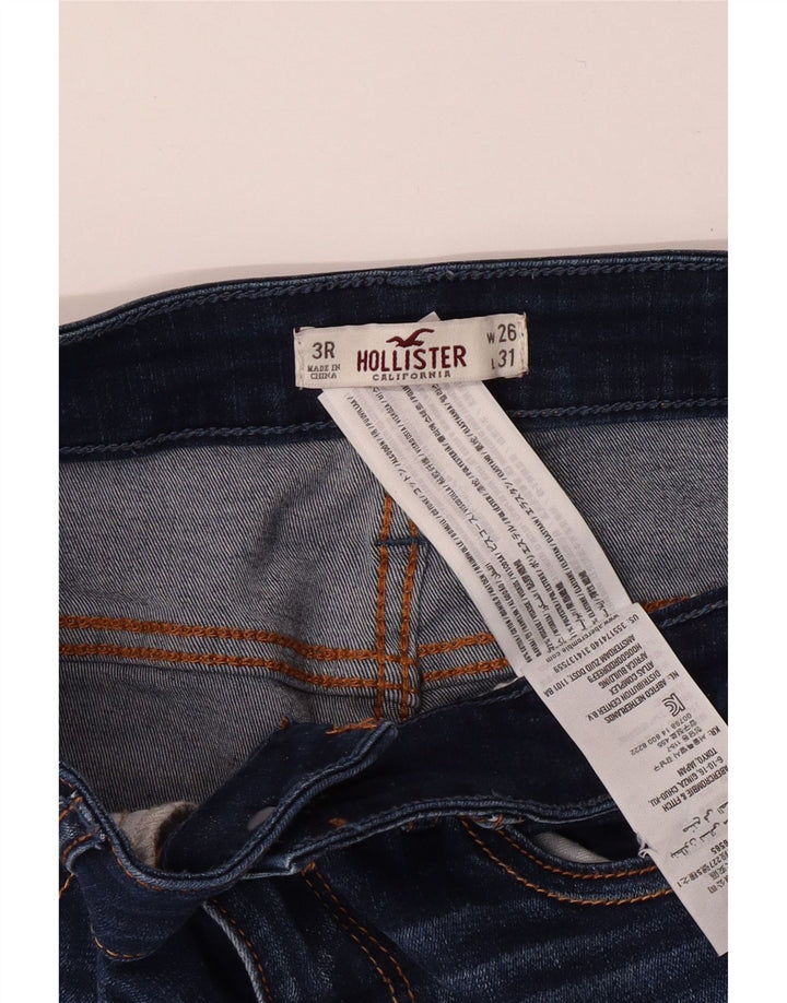 HOLLISTER Calça jeans feminina desgastada US 3 XS W26 L31 algodão azul