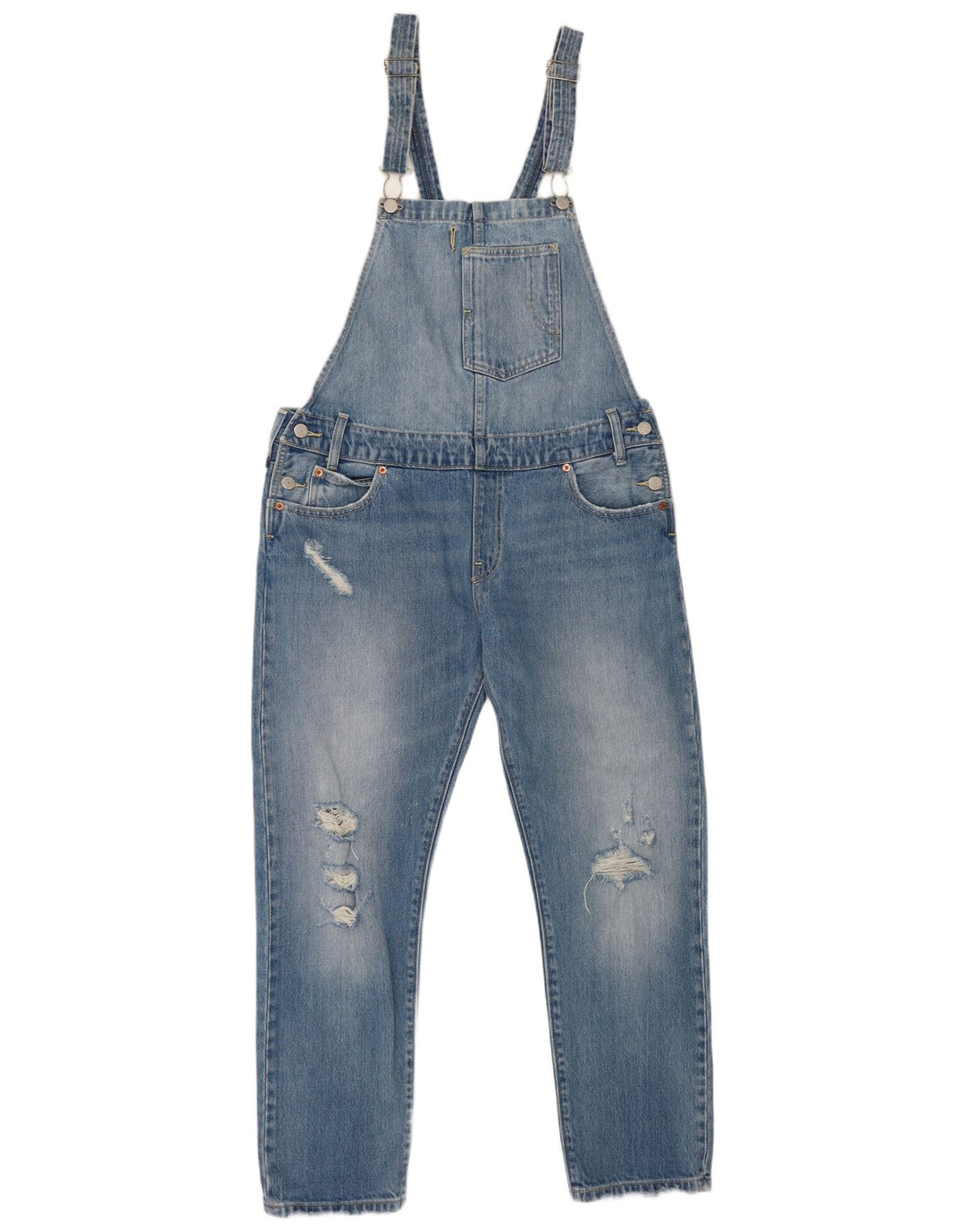 Calça jeans reta feminina Levi's desgastada média W36 L27 azul