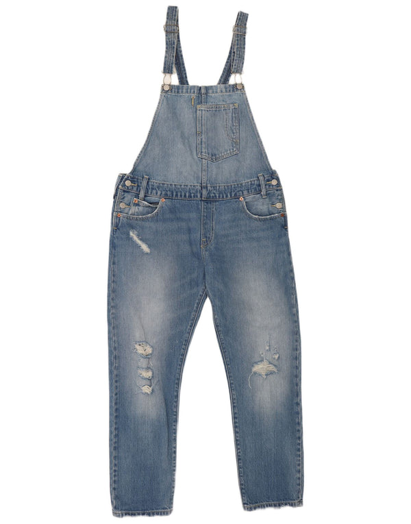 Calça jeans reta feminina Levi's desgastada média W36 L27 azul