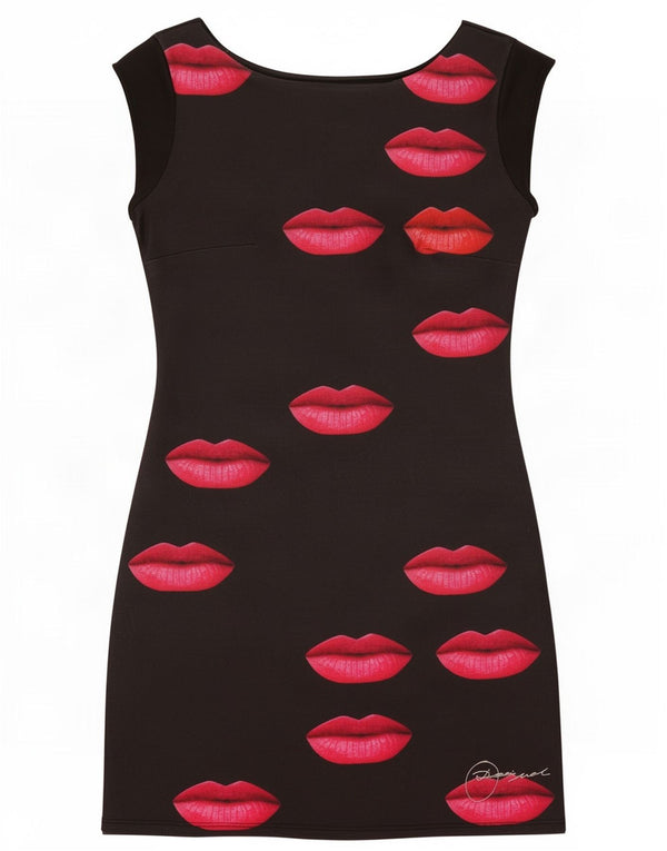 Vestido feminino Desigual com bainha gráfica UK 12 médio preto