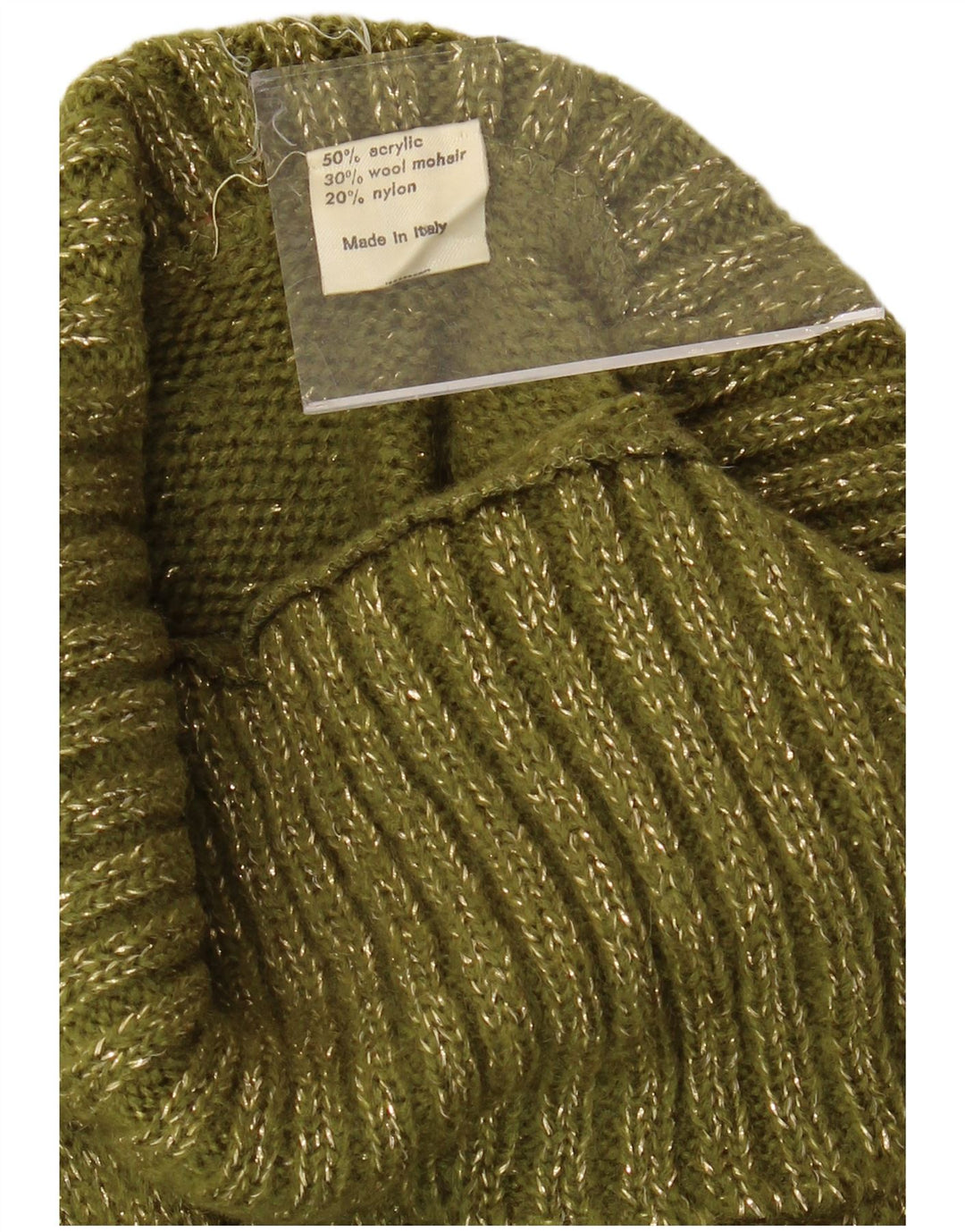 Suéter feminino VINTAGE com gola redonda Reino Unido 16 grande acrílico manchado verde