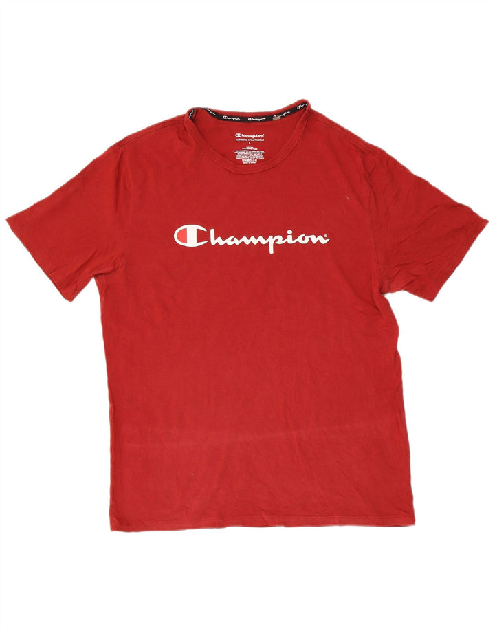 Camiseta masculina estampada Champion grande algodão vermelho