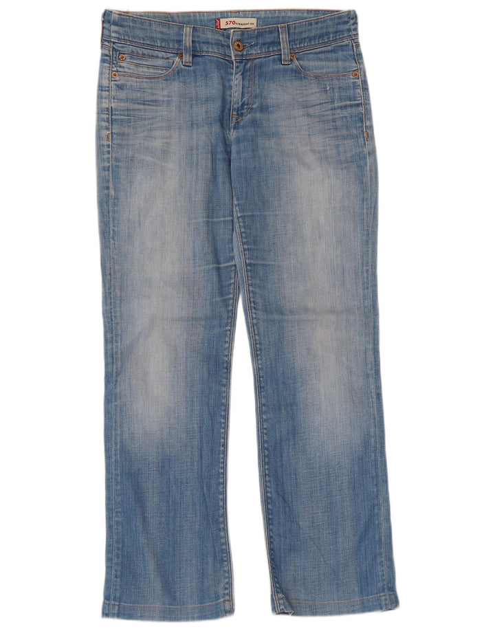 Calça jeans feminina Levi's 570 Straight W34 L29 azul algodão