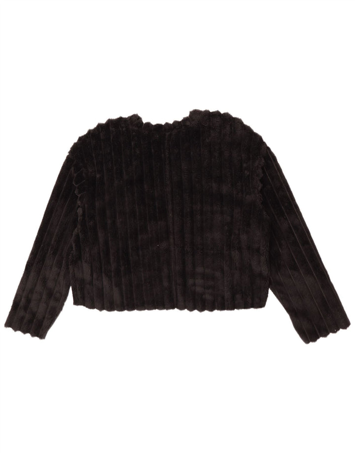 Zara Womens Crop Oversized Fleece Jumper Reino Unido 8 Pequeno Poliéster Preto