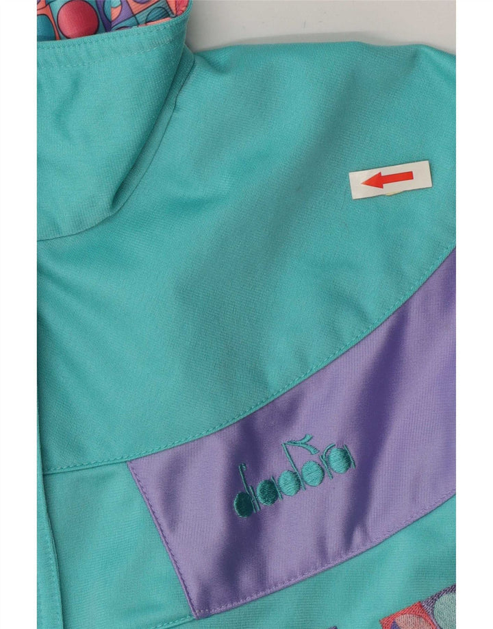 Diadora Womens Tracksuit Top Jacket IT 46 Large Turquesa Colourblock