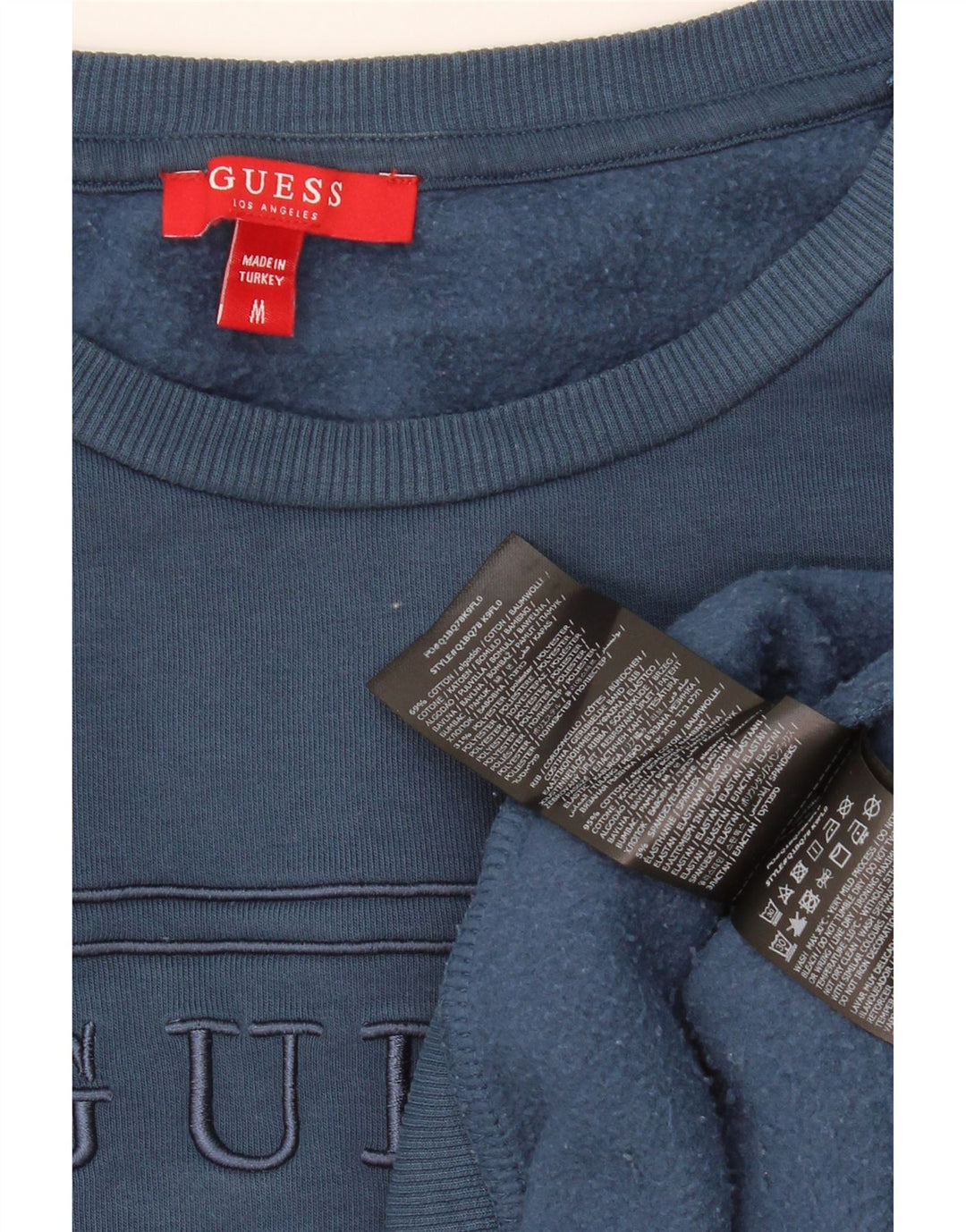 Suéter feminino grande GUESS UK 14 algodão azul marinho médio