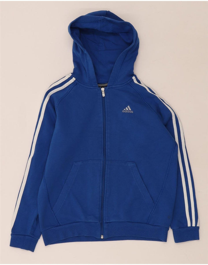 ADIDAS Meninos Zip Hoodie Sweater 11-12 Anos Azul Algodão