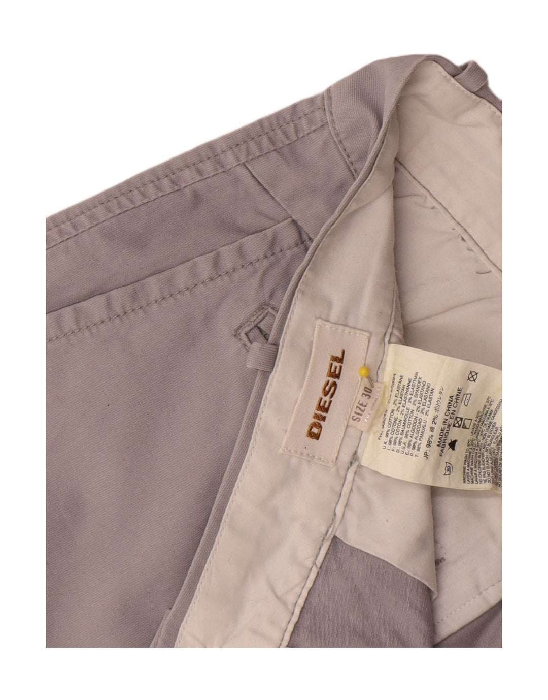 Shorts Chino Masculino Diesel W30 Algodão Cinza Médio