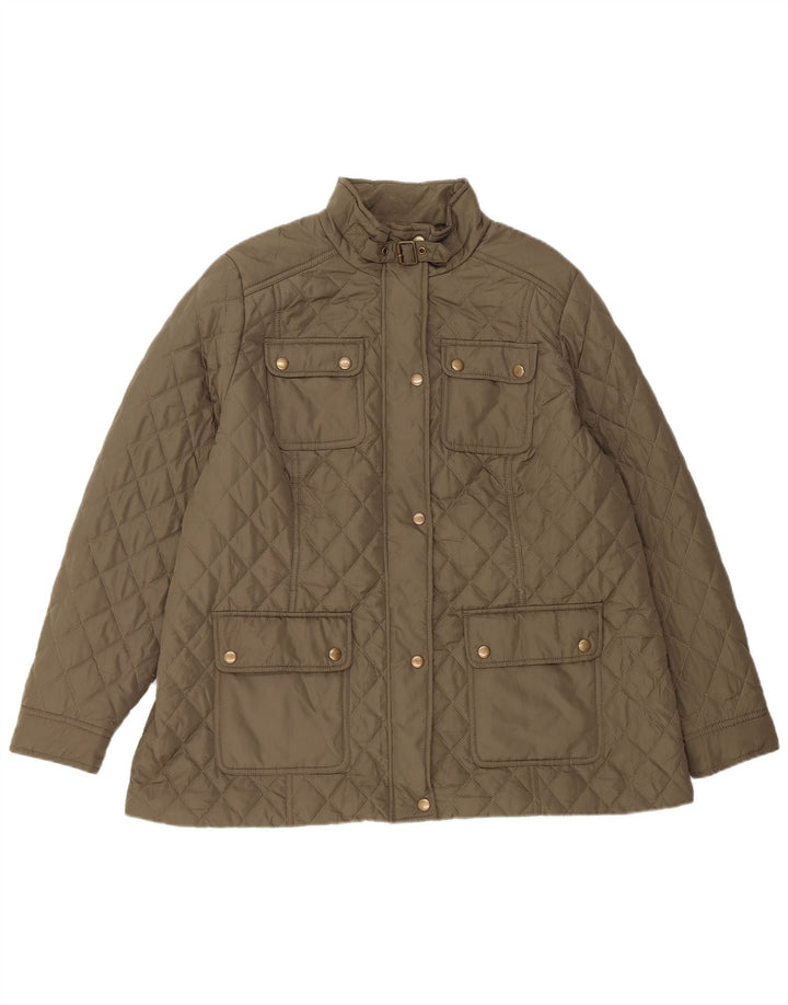 Jaqueta acolchoada feminina Marks & Spencer UK 18 XL cáqui poliéster