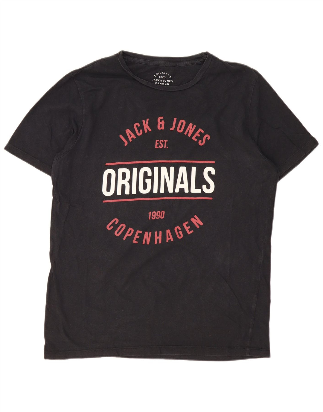 JACK & JONES Camiseta masculina original gráfica Top XL algodão preto
