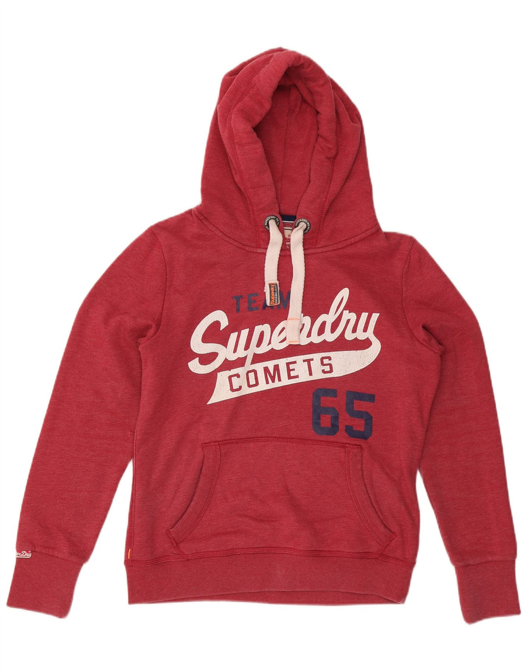 Jumper feminino com capuz gráfico SUPERDRY Reino Unido 16 grande algodão vermelho