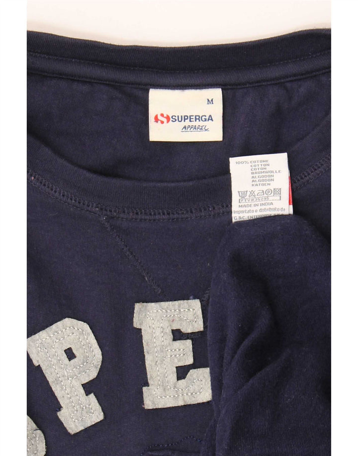 Superga moletom gráfico feminino jumper UK 14 médio azul marinho algodão