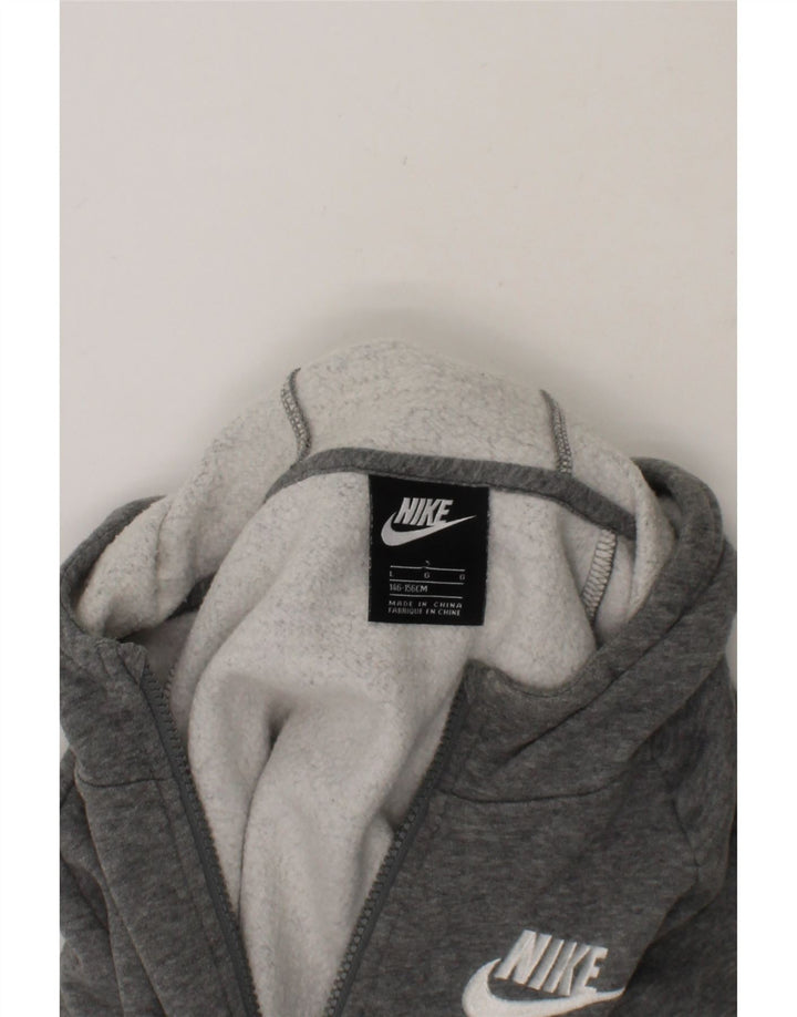 NIKE Boys Zip Hoodie Sweater 12-13 Years Large  Grey Cotton Vintage Nike and Second-Hand Nike from Messina Hembry 