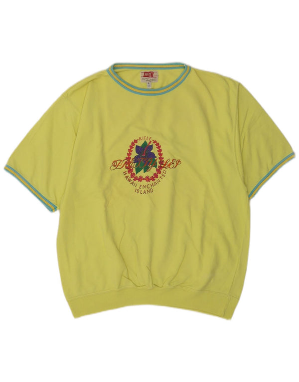 Camiseta masculina Rifle com estampa gráfica grande havaiana amarela