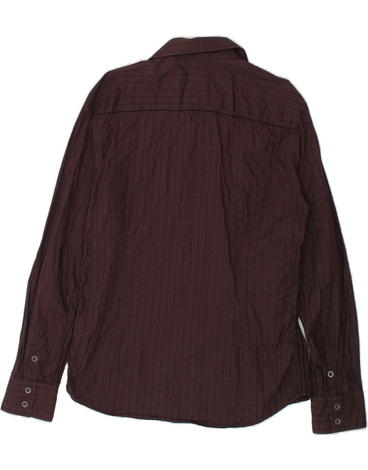 JACK & JONES Mens Shirt XL Burgundy Pinstripe Cotton Vintage Jack & Jones and Second-Hand Jack & Jones from Messina Hembry 