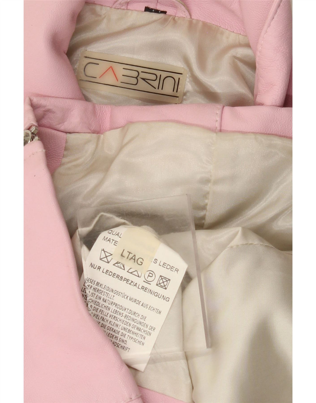 Jaqueta de couro feminina CABRINI Reino Unido 16 grande couro rosa