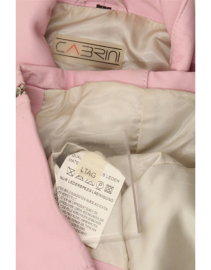 Jaqueta de couro feminina CABRINI Reino Unido 16 grande couro rosa