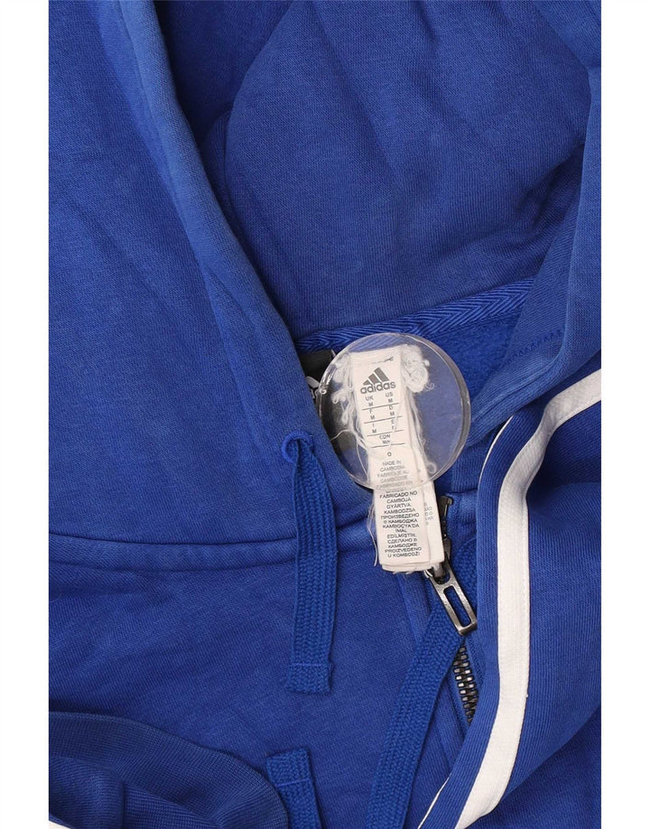 Adidas masculino zip moletom com capuz médio algodão azul