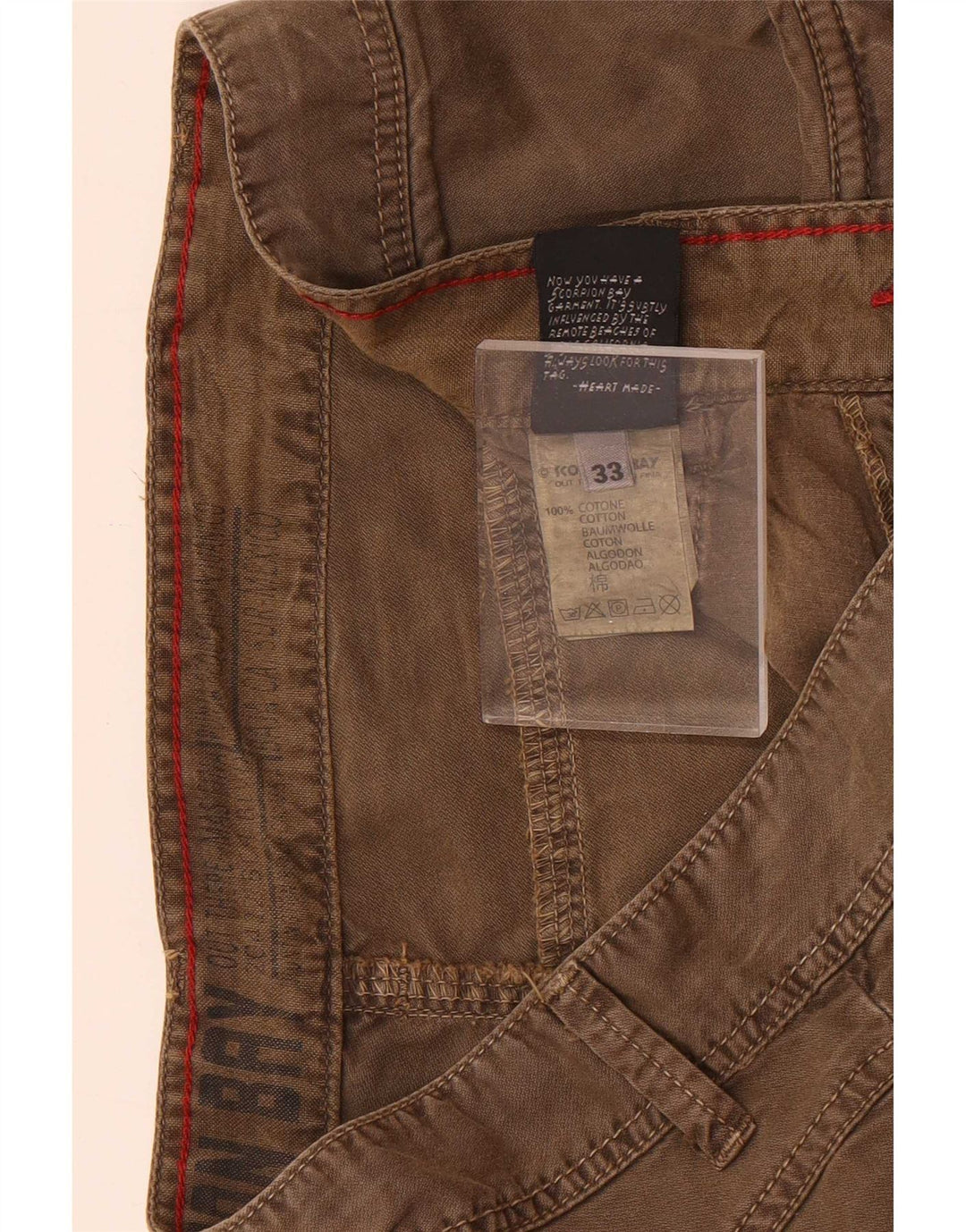 Shorts casuais regulares masculinos Scorpion Bay W33 algodão marrom médio