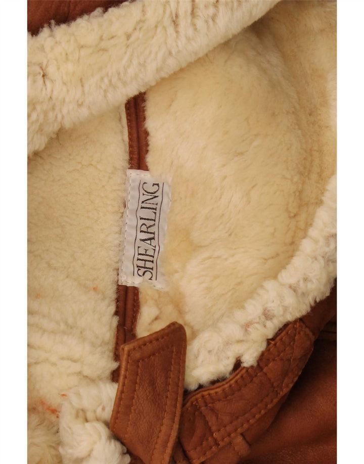 Vintage Mens Shearling Jacket UK 40 Large Brown