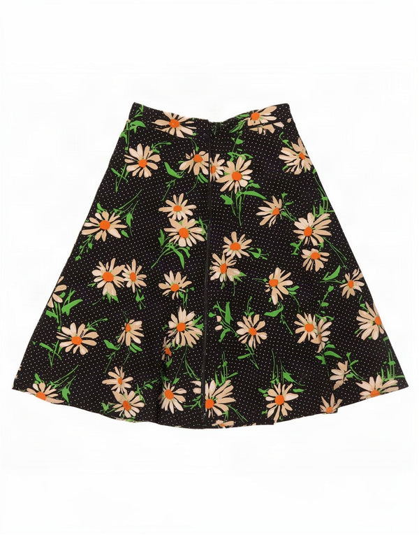 Saia feminina vintage linha A IT 42 médio W28 preto floral