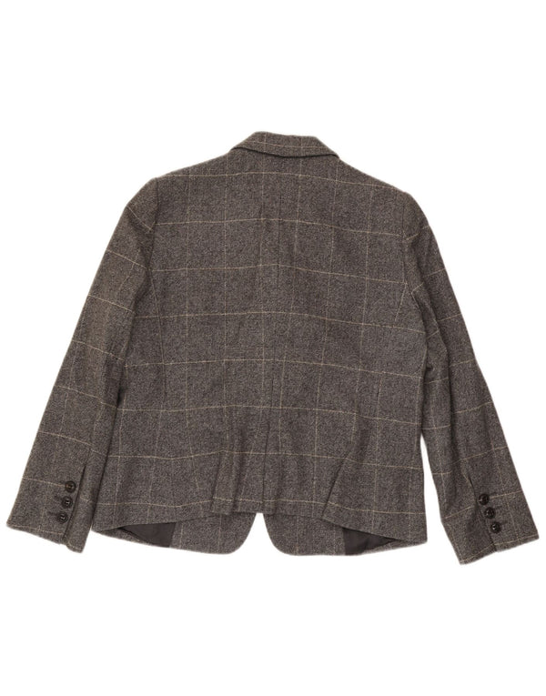 Jaqueta blazer feminina Armani Collezioni com 3 botões IT 50 XL cinza xadrez lã