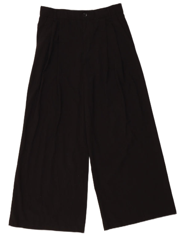 Calça chino feminina Zara com perna larga e grande W30 L30 poliéster preto