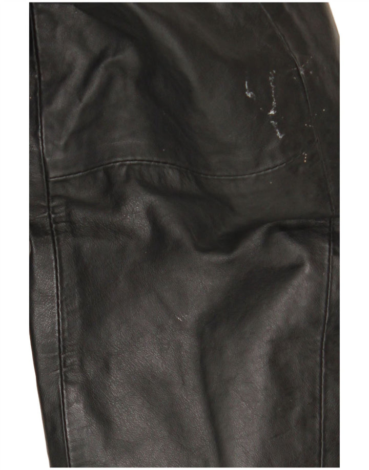 Casaco de couro com capuz feminino vintage IT 44 couro preto médio