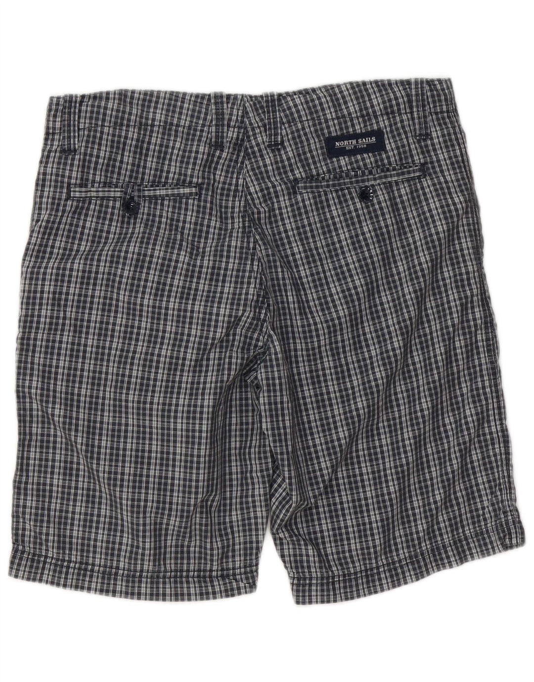North Sails Mens Chino Shorts IT 46 Pequeno W32 Azul Marinho Xadrez Algodão