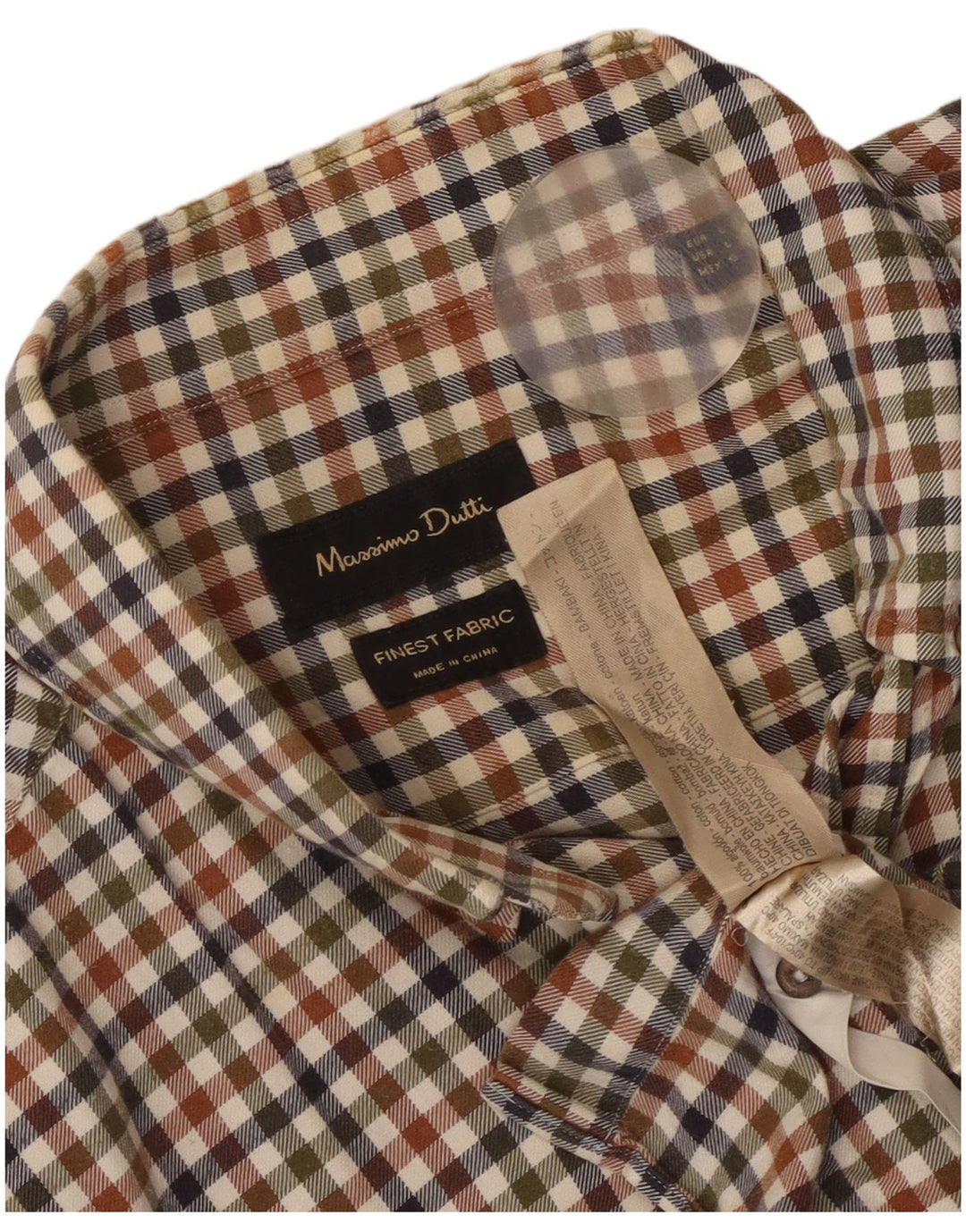 Camisa masculina Massimo Dutti grande algodão xadrez multicolorido