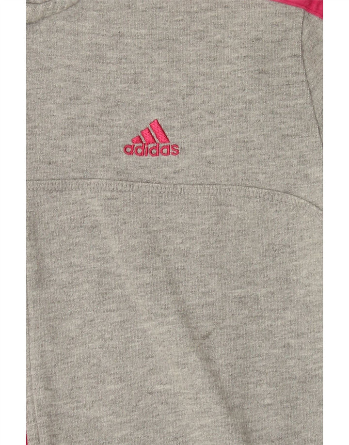 ADIDAS Girls Zip Hoodie Sweater 9-10 Years Grey Cotton Vintage Adidas and Second-Hand Adidas from Messina Hembry 