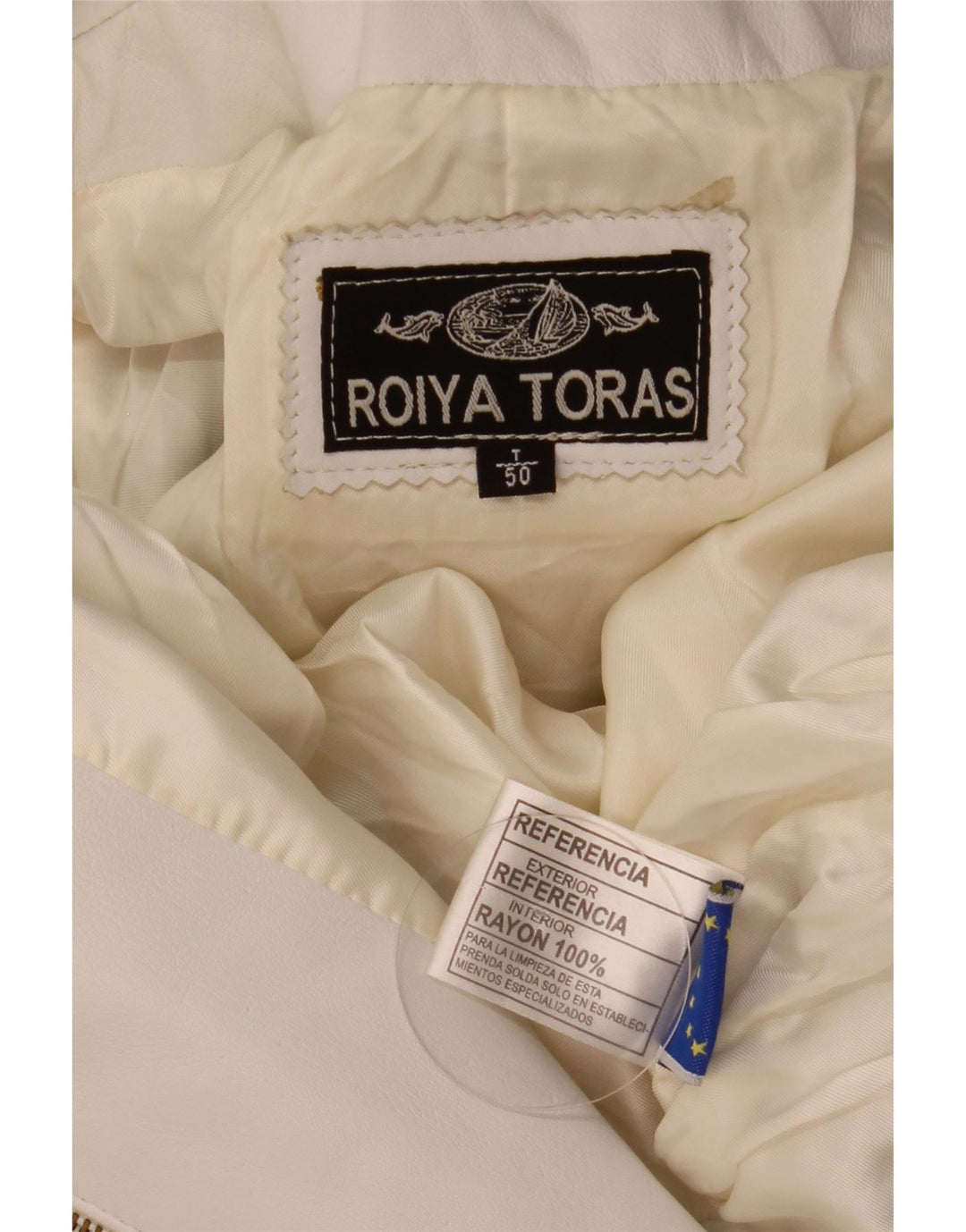 Jaqueta de couro feminina vintage IT 50 XL branca