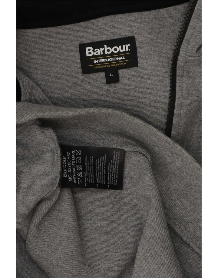 Suéter masculino Barbour com capuz e zíper grande poliéster cinza