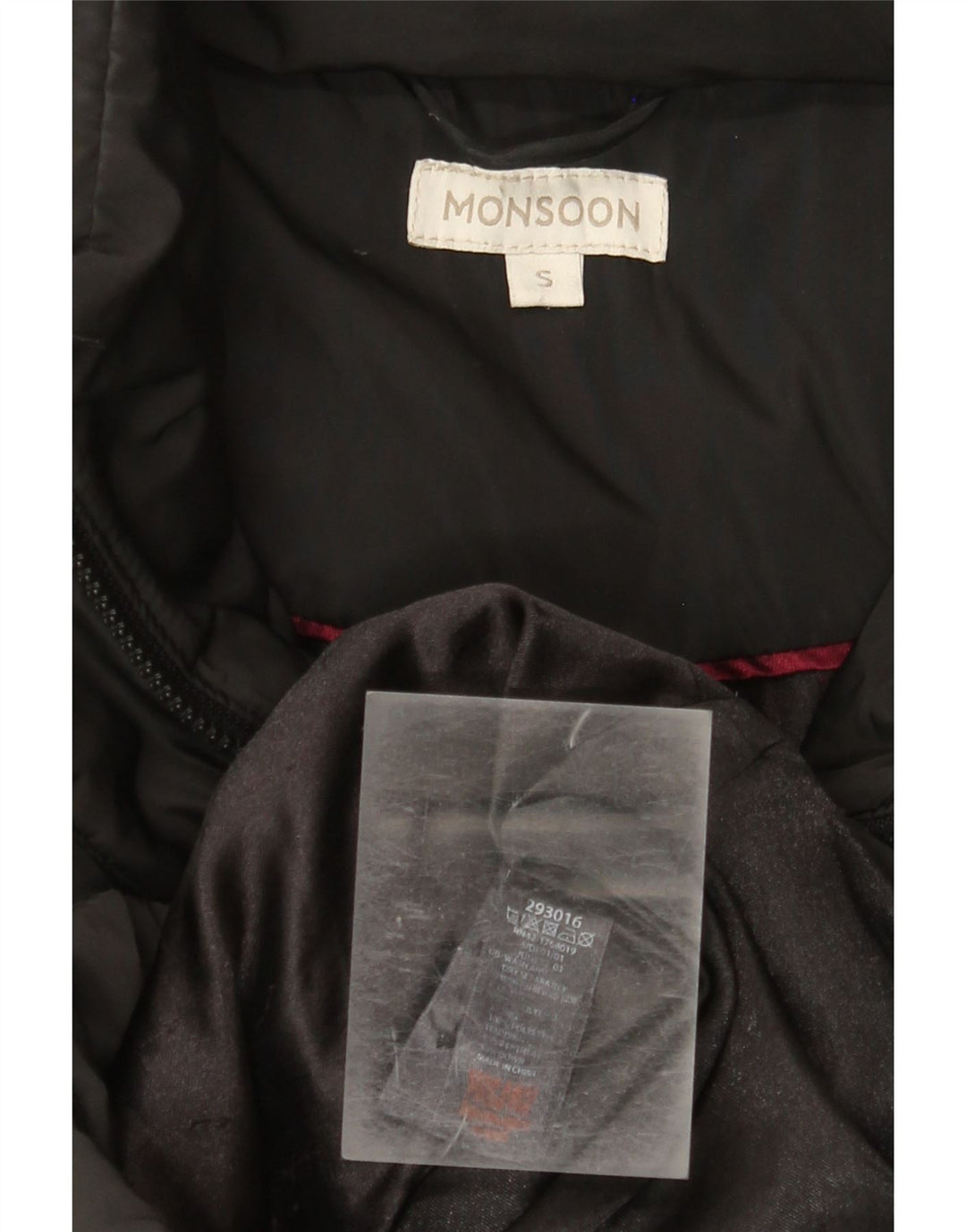 Monsoon Womens Longline acolchoado casaco UK 10 pequeno poliéster preto