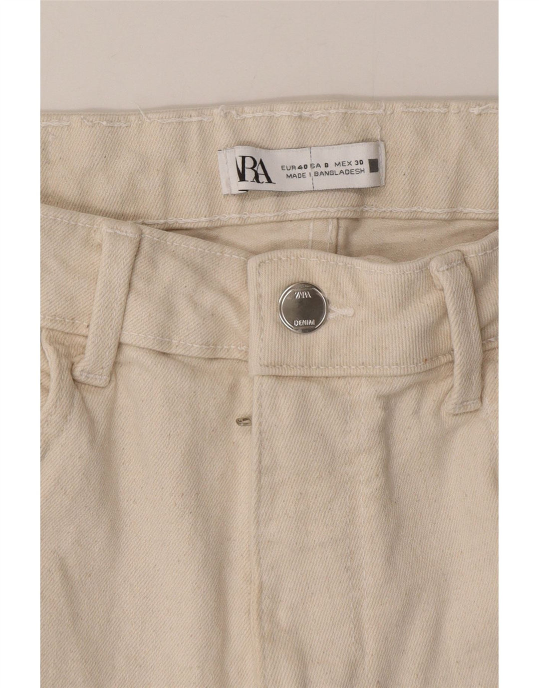 Calça jeans feminina Zara EU 40 médio W30 L25 algodão bege