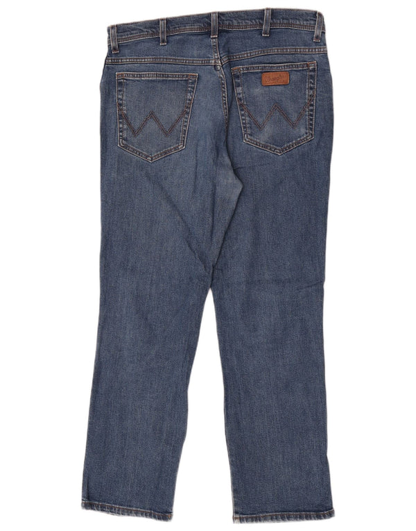 Wrangler Mens Regular Fit Straight Jeans W36 L30 Azul Algodão