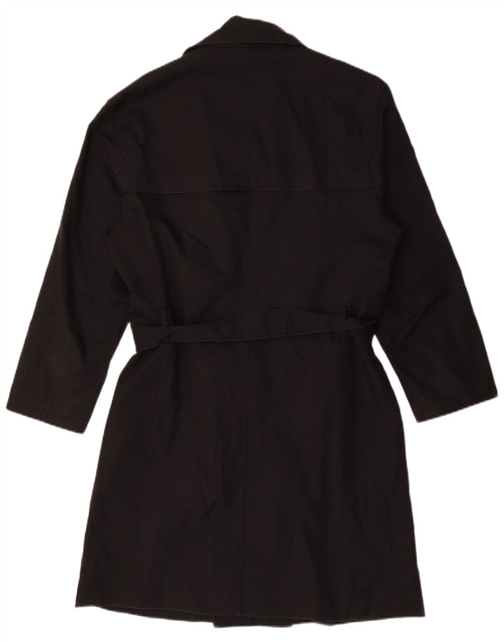 Zara Mens Trench Coat UK 38 Médio Preto Poliéster