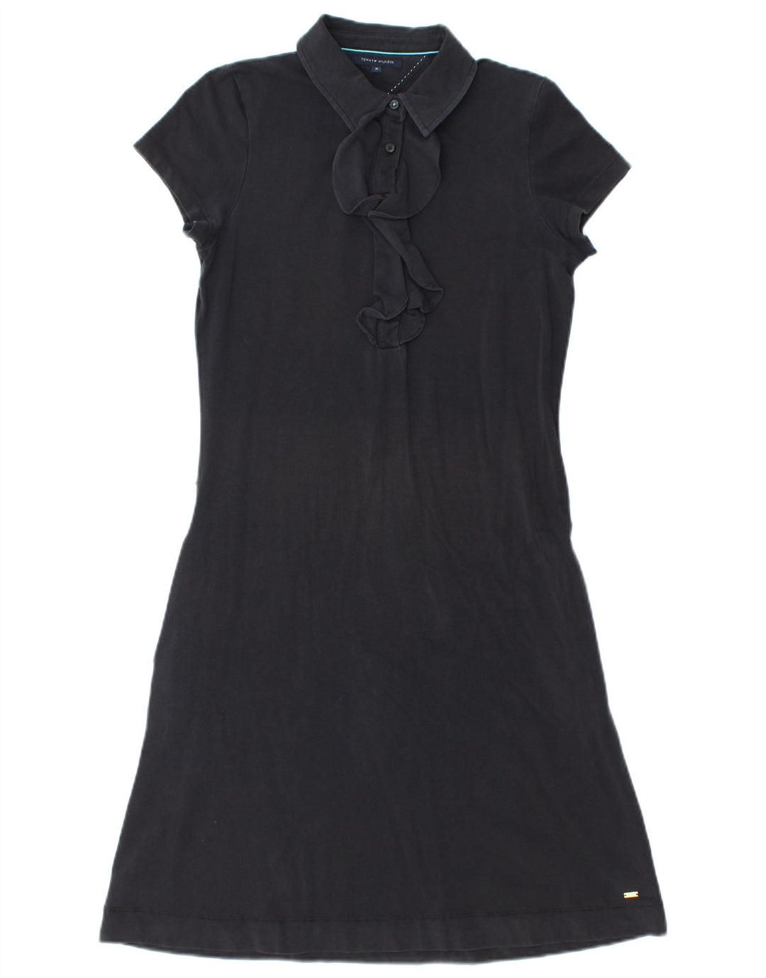 TOMMY HILFIGER Womens Ruffle Front Polo Dress UK 12 Medium Navy Blue