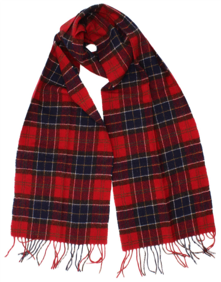 Lenço retangular masculino Barbour tamanho único de lã xadrez vermelha clássico
