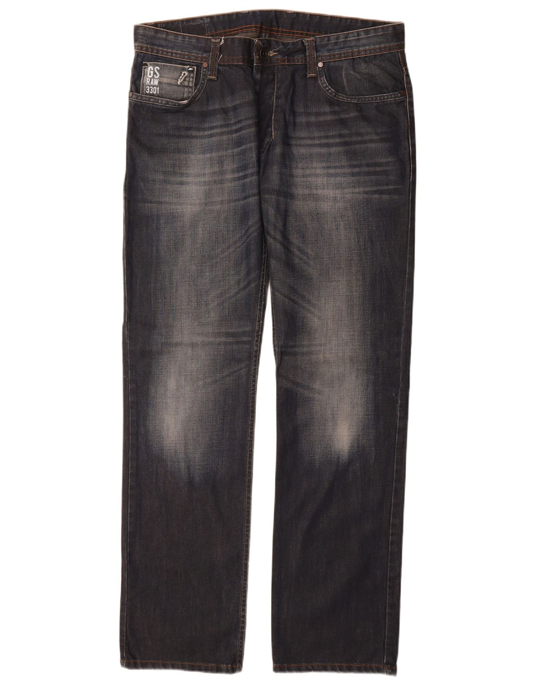 Jeans retos masculinos G-Star W36 L34 algodão azul marinho